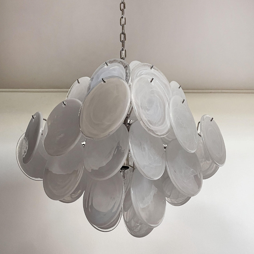 Murano Glass White Disks Chandelier 36