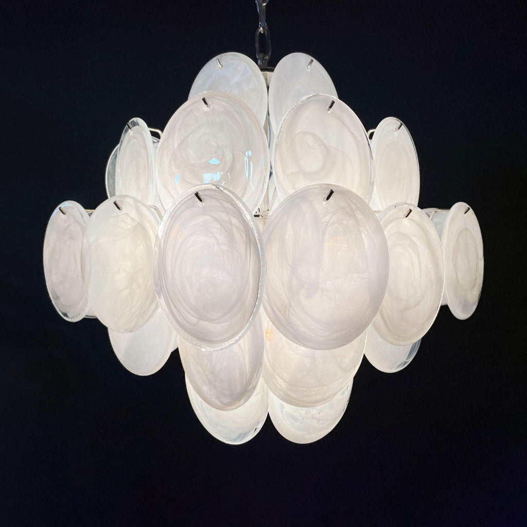Murano Glass White Disks Chandelier 36