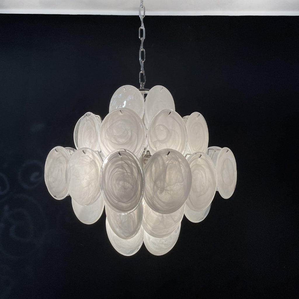 Murano Glass White Disks Chandelier 36