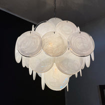 Murano Glass White Disks Chandelier 36