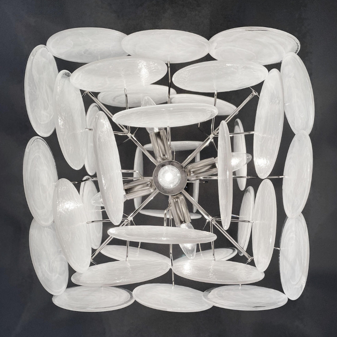 Murano Glass White Disks Chandelier 36
