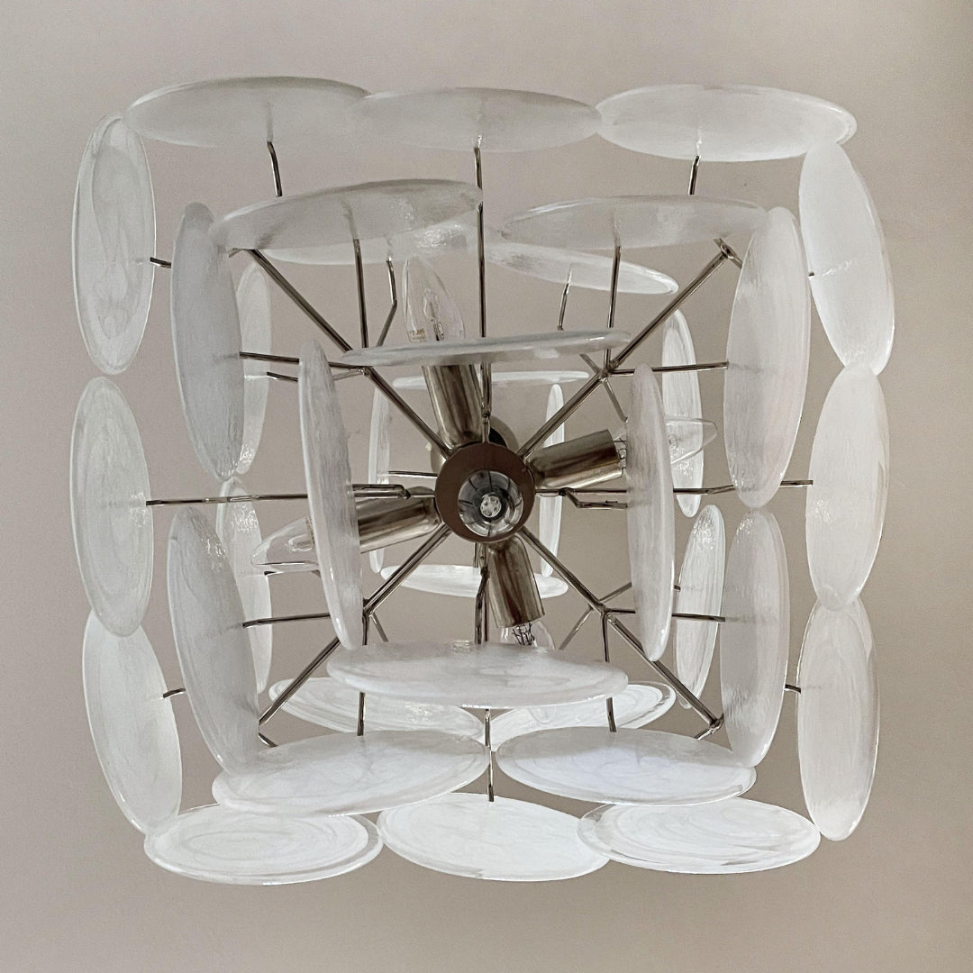 Murano Glass White Disks Chandelier 36