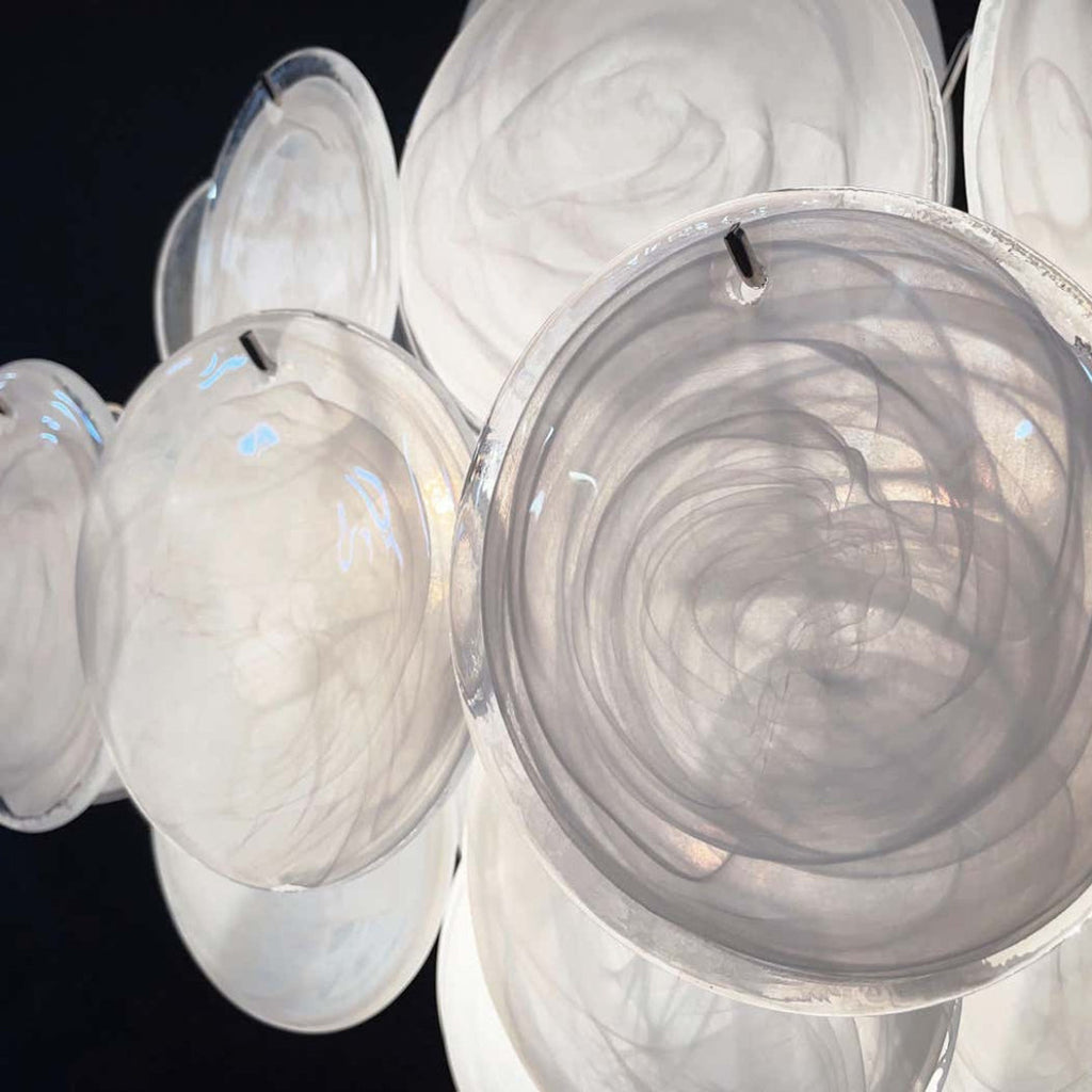 Murano Glass White Disks Chandelier 36