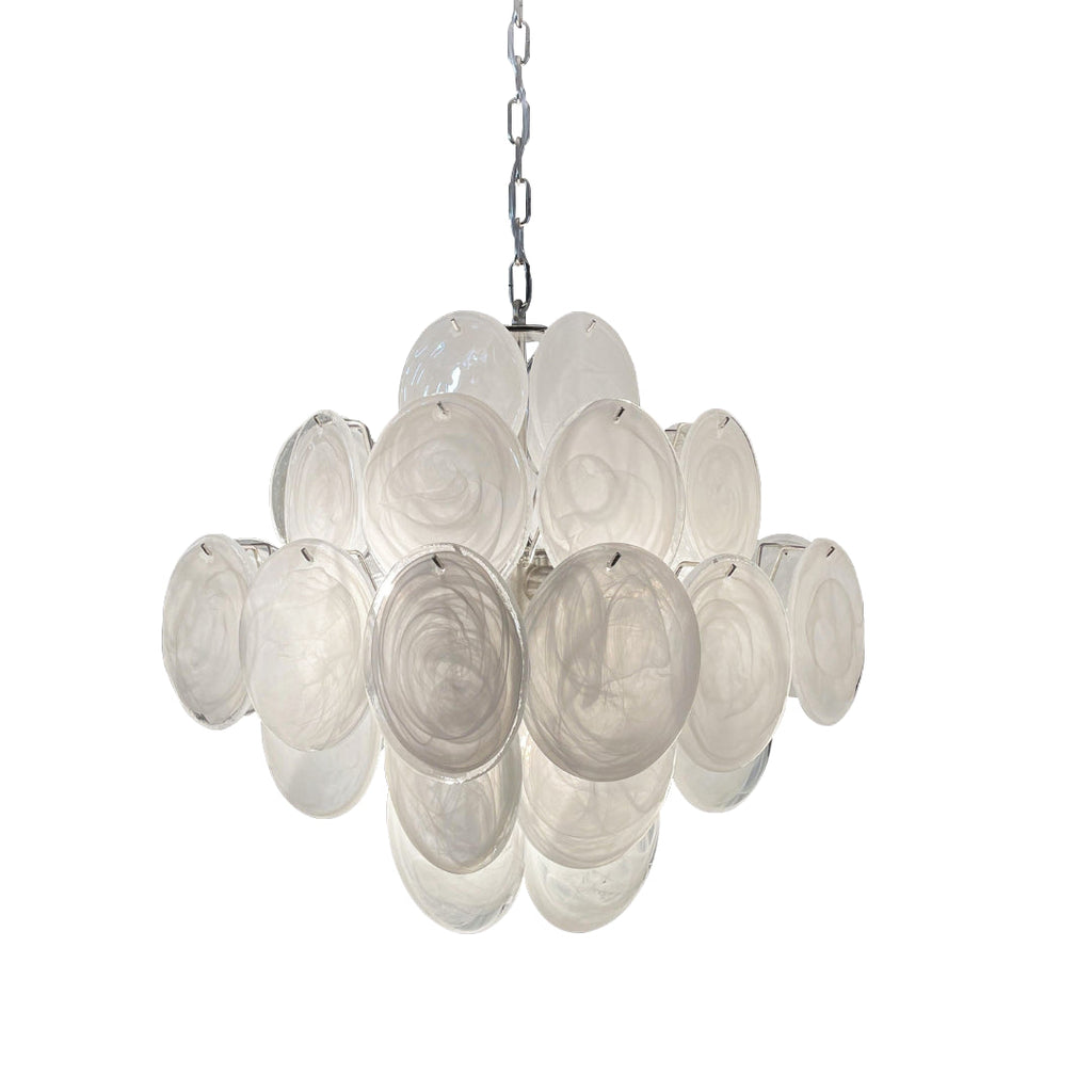 Murano Glass White Disks Chandelier 36