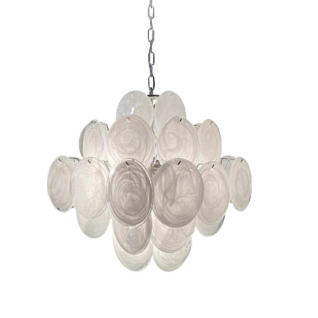 Murano Glass White Disks Chandelier 36
