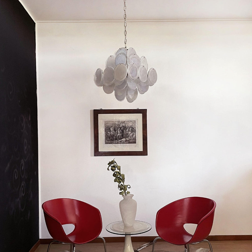 Murano Glass White Disks Chandelier 36