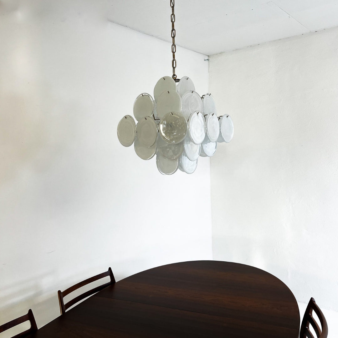 Murano Glass White Disks Chandelier 36