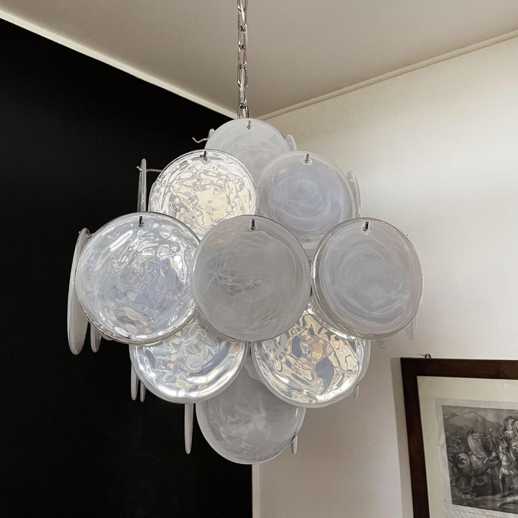 Murano Glass White Disks Chandelier 36