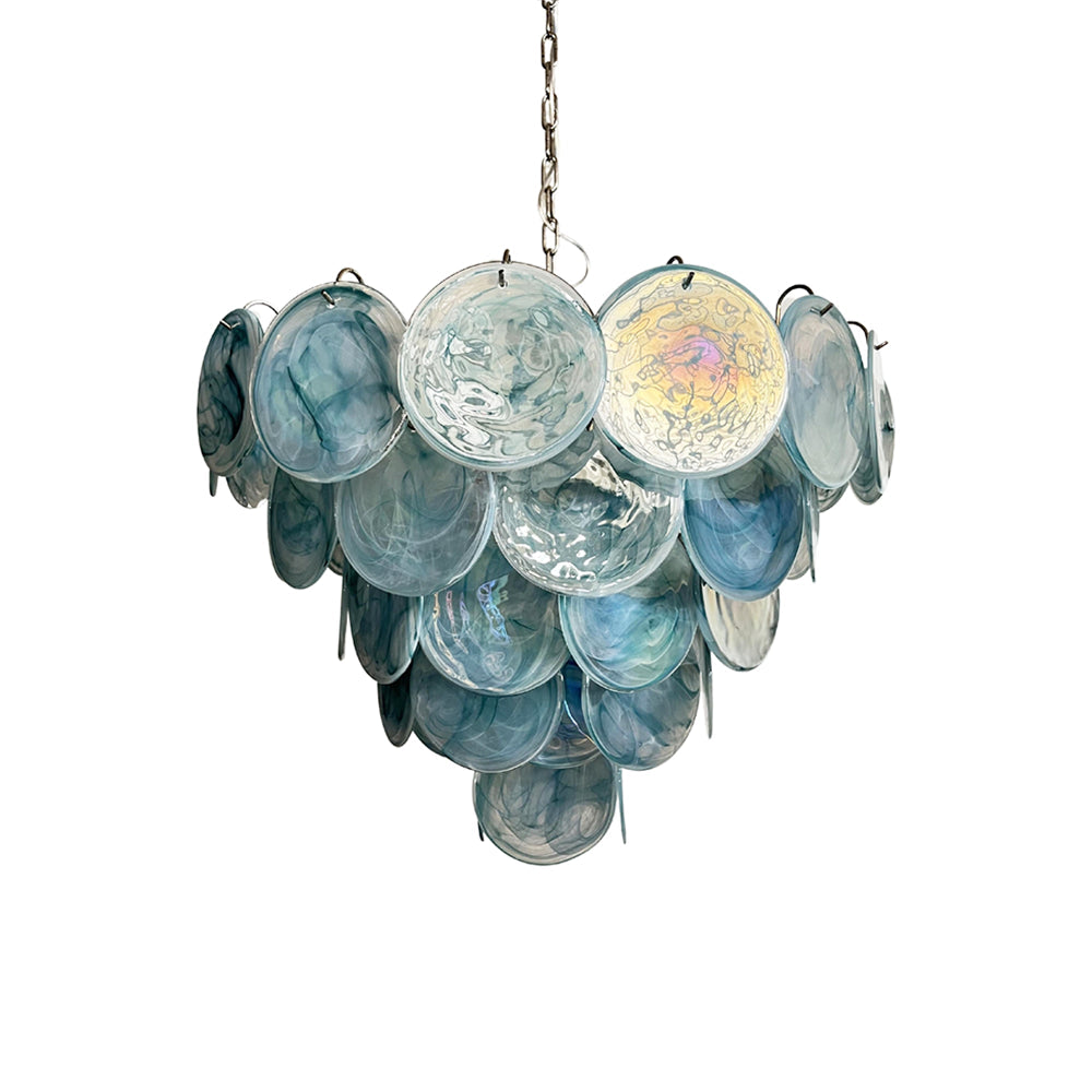 Murano Glass Blue Disks Chandelier