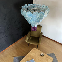 Murano Glass Blue Disks Chandelier