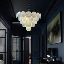 Murano Glass Blue Disks Chandelier