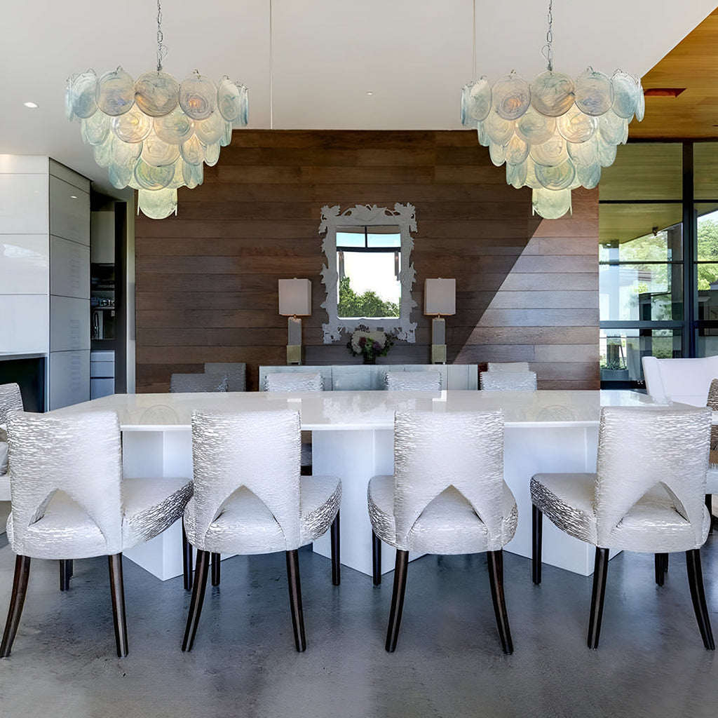 Murano Glass Blue Disks Chandelier