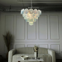Murano Glass Blue Disks Chandelier