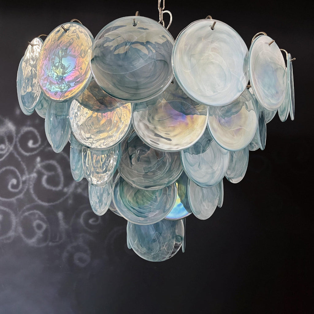Murano Glass Blue Disks Chandelier