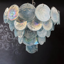 Murano Glass Blue Disks Chandelier