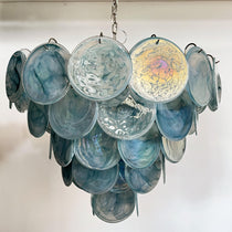 Murano Glass Blue Disks Chandelier