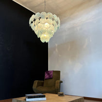 Murano Glass Blue Disks Chandelier