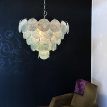 Murano Glass Blue Disks Chandelier
