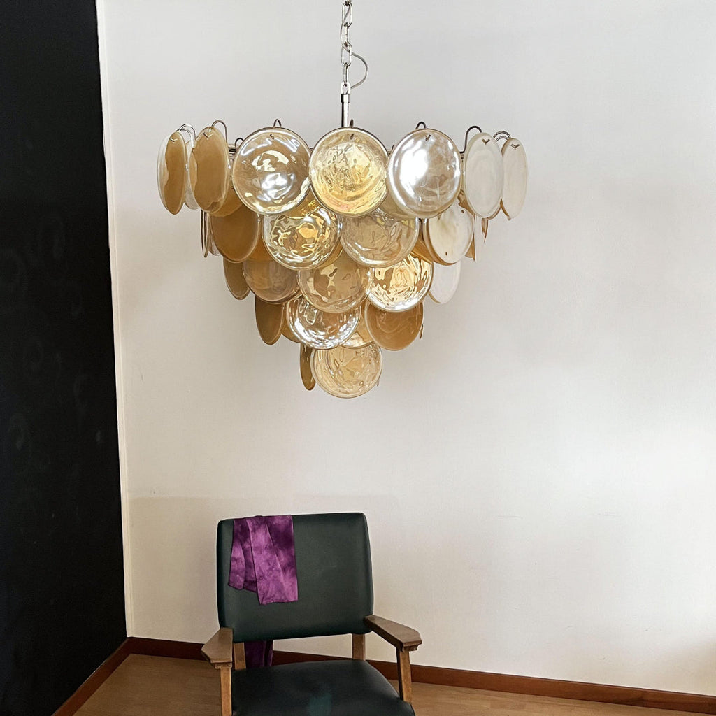 Murano Glass Gold Disks Chandelier