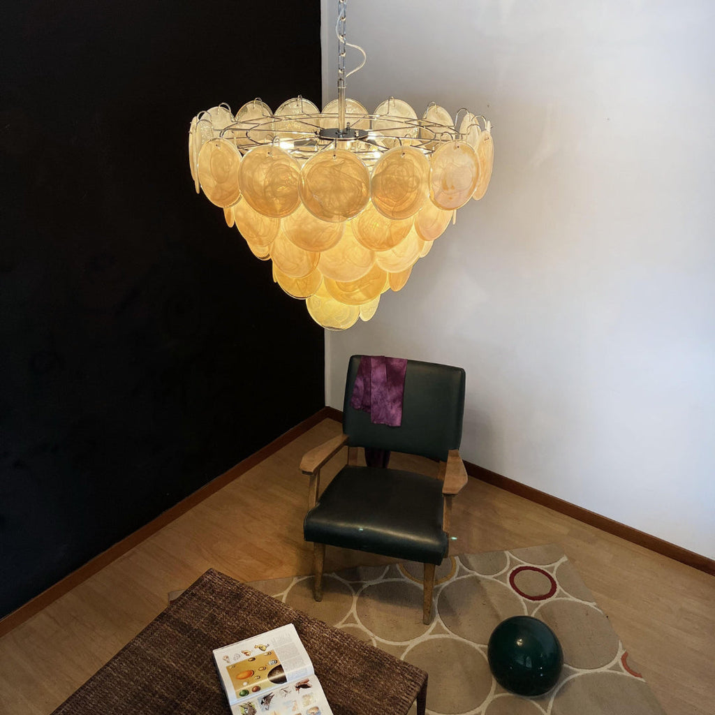 Murano Glass Gold Disks Chandelier