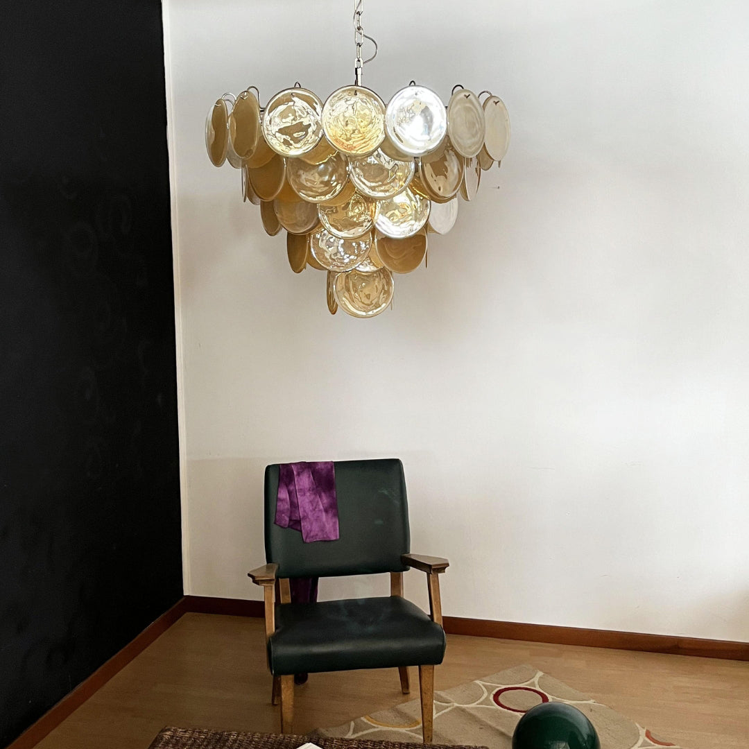 Murano Glass Gold Disks Chandelier