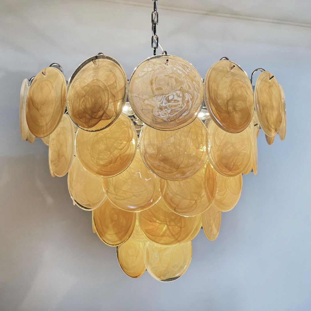 Murano Glass Gold Disks Chandelier