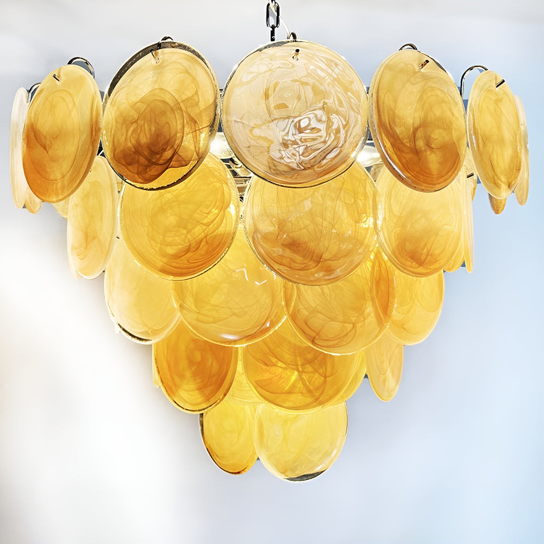 Murano Glass Gold Disks Chandelier