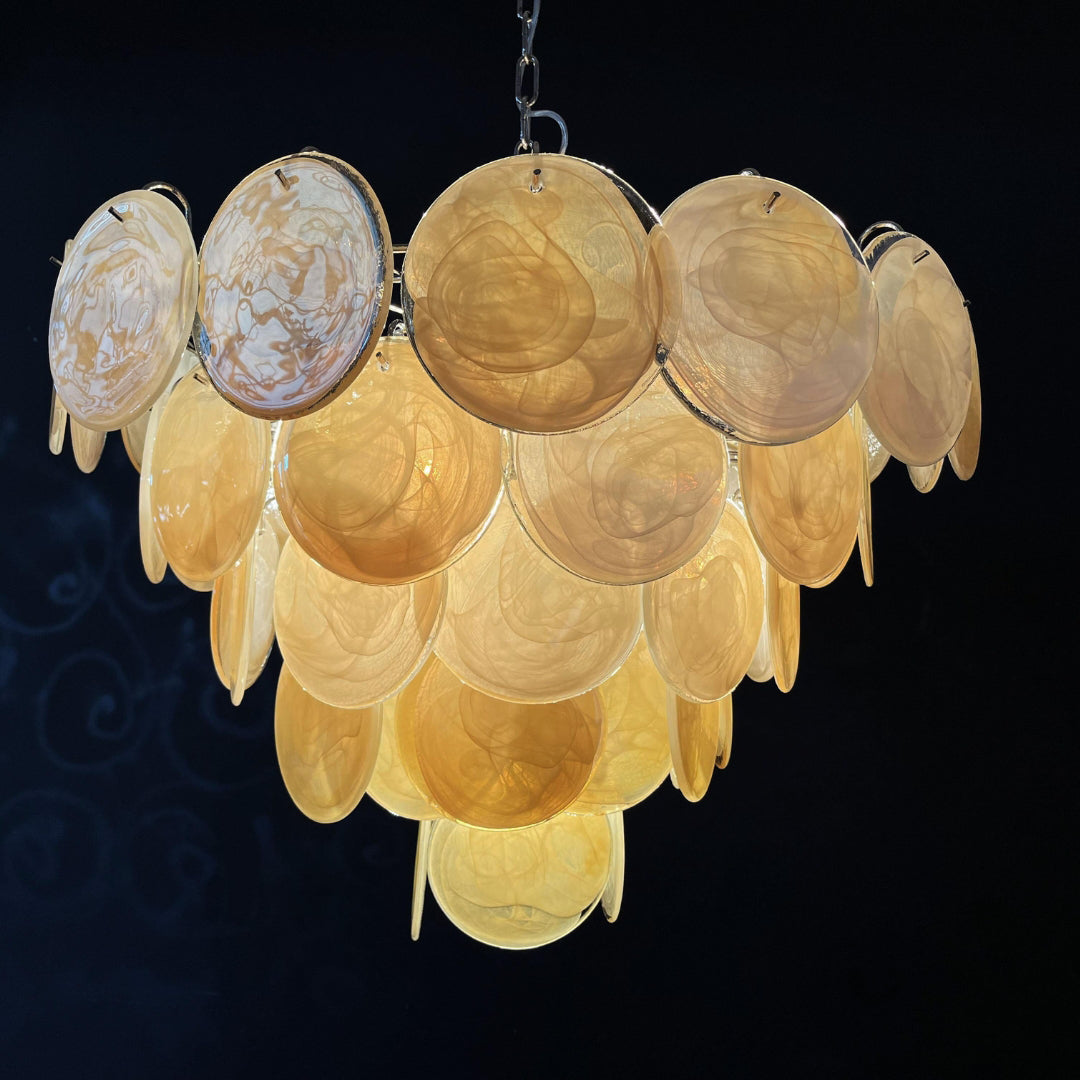 Murano Glass Gold Disks Chandelier
