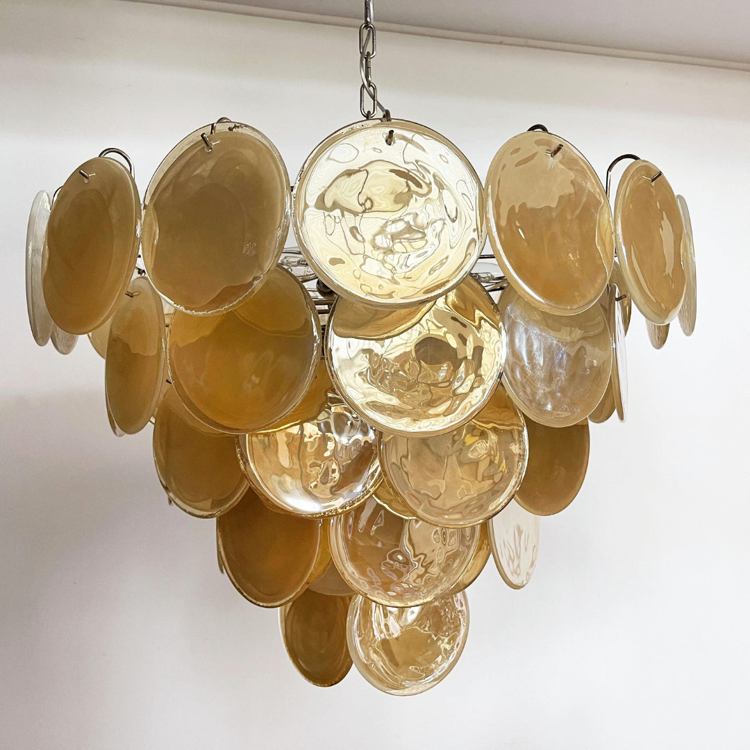Murano Glass Gold Disks Chandelier