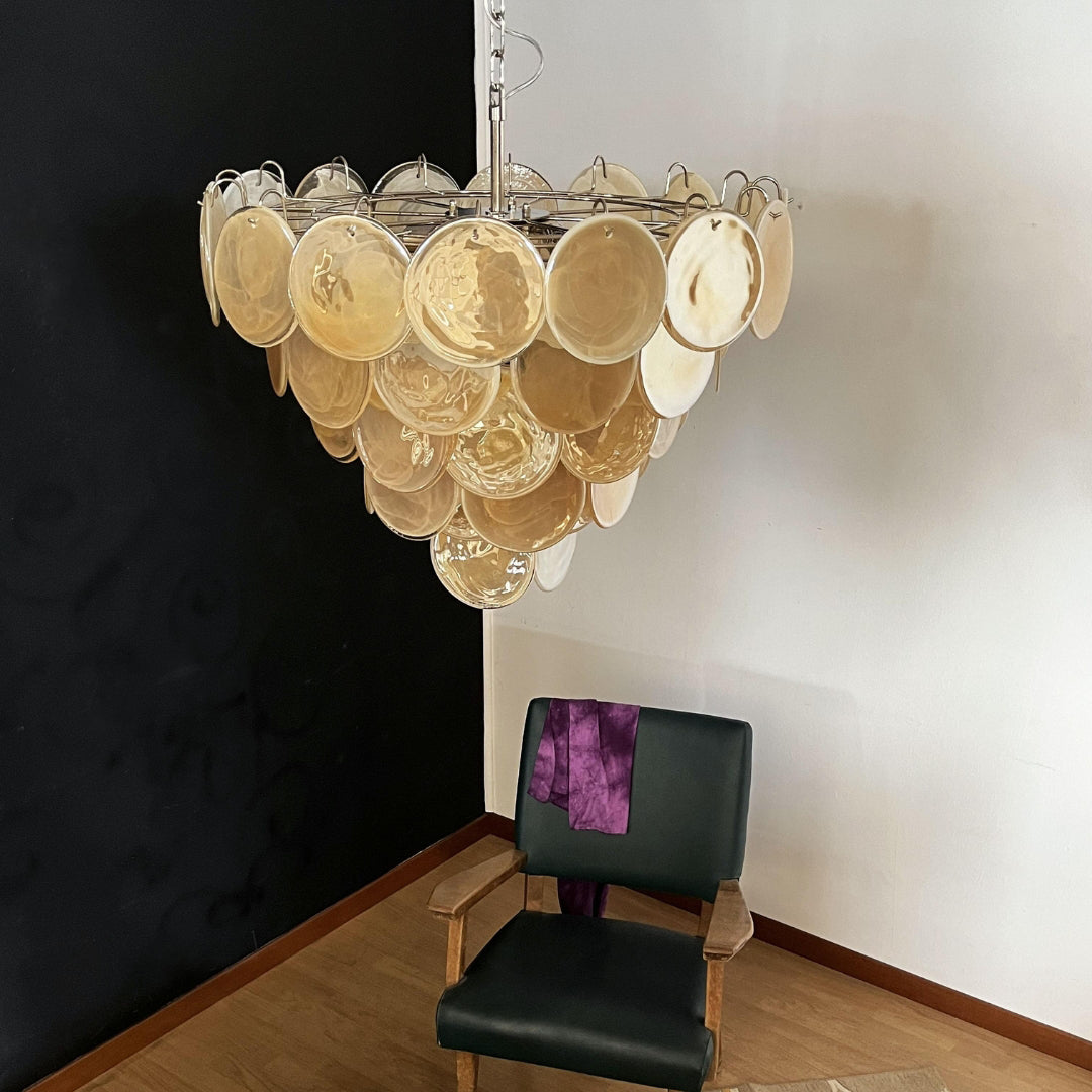 Murano Glass Gold Disks Chandelier