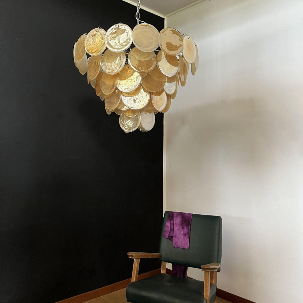 Murano Glass Gold Disks Chandelier