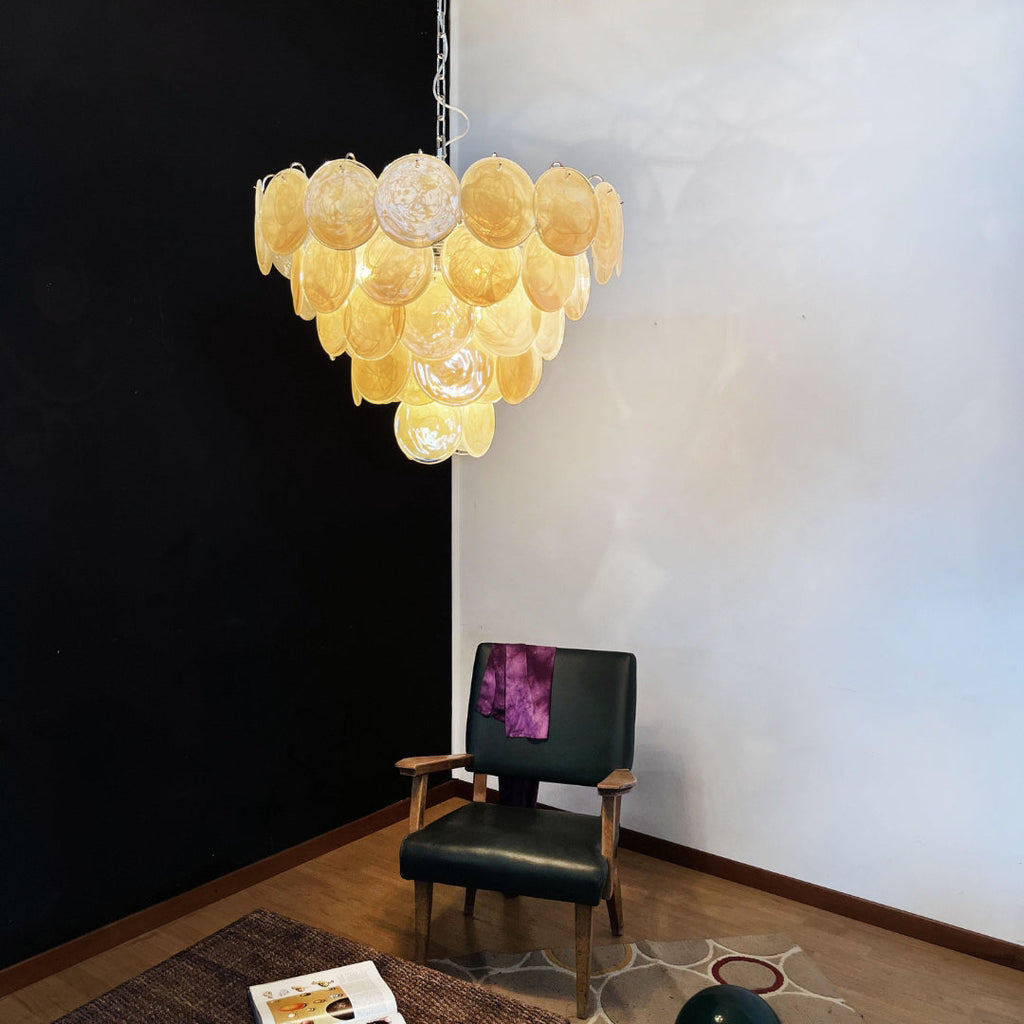 Murano Glass Gold Disks Chandelier