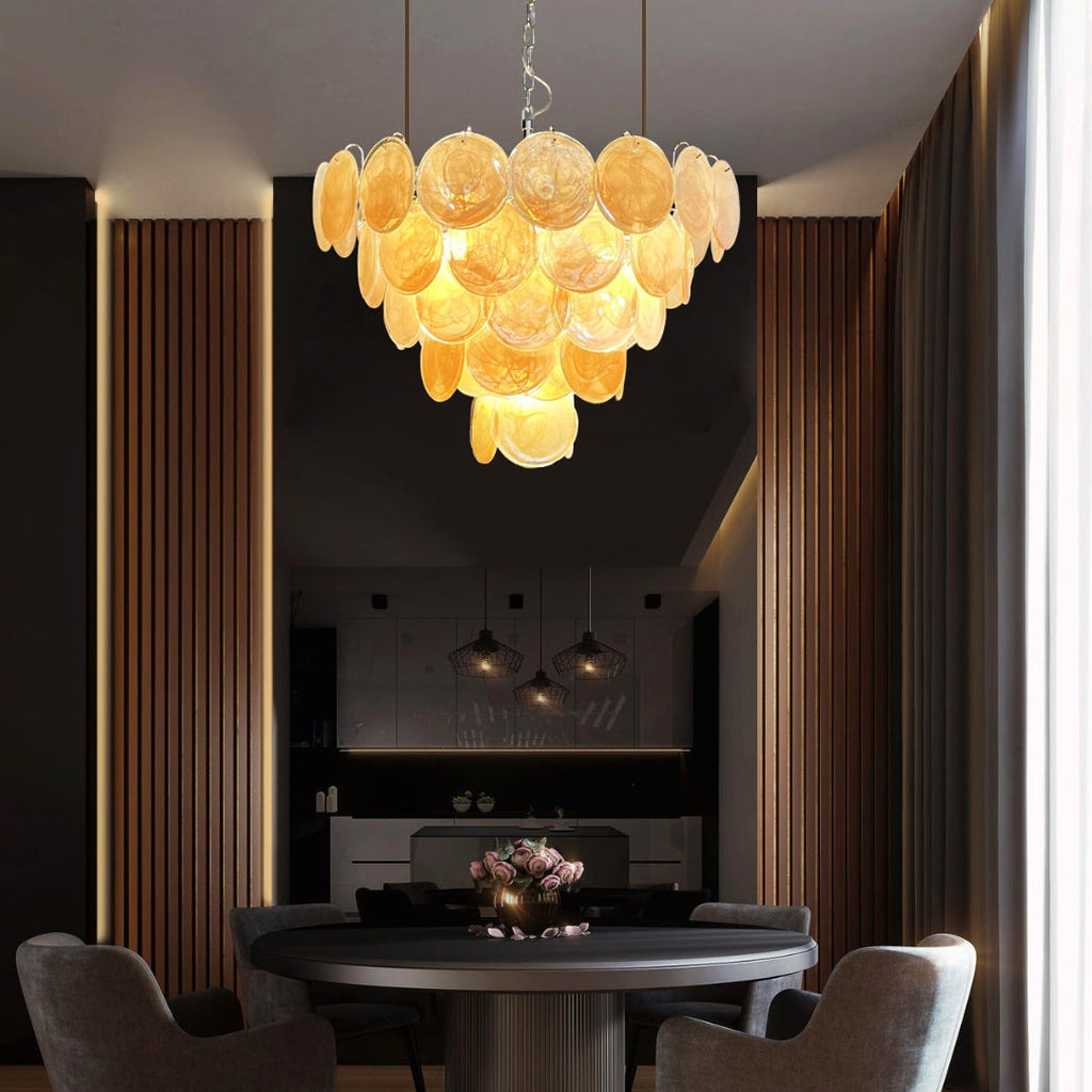 Murano Glass Gold Disks Chandelier