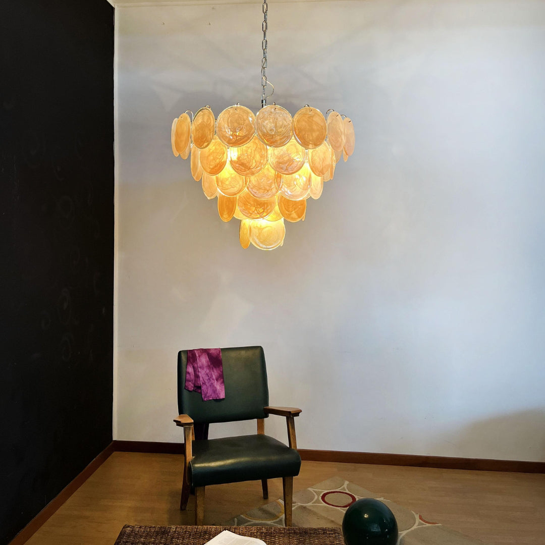 Murano Glass Gold Disks Chandelier