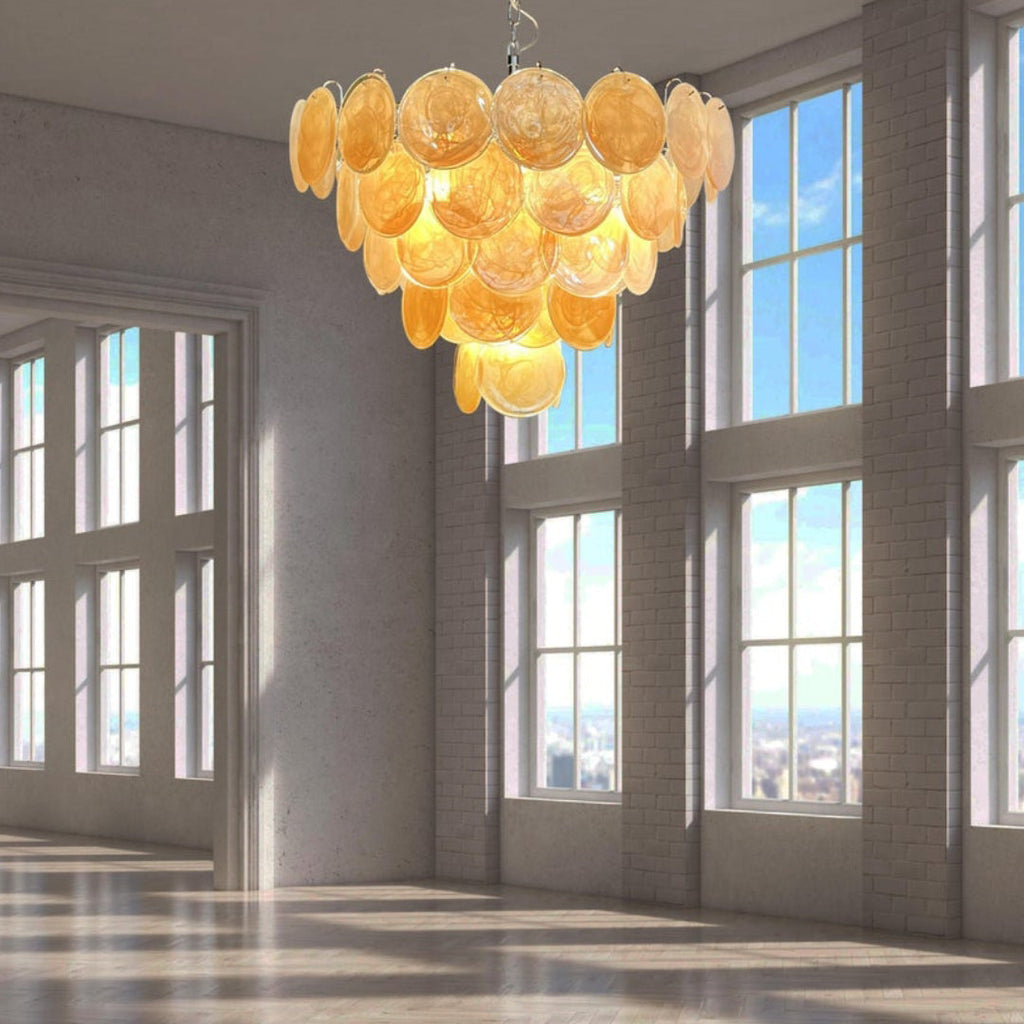 Murano Glass Gold Disks Chandelier