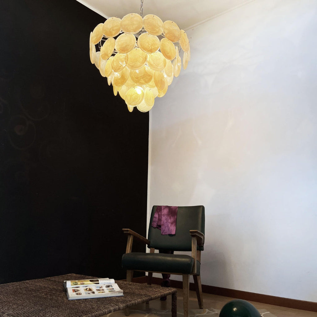 Murano Glass Gold Disks Chandelier