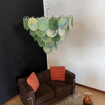 Murano Glass Green Disks Chandelier