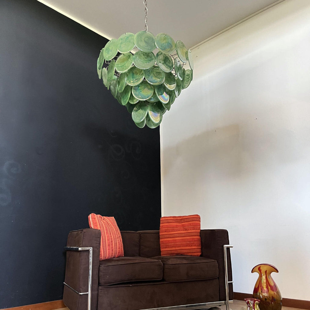 Murano Glass Green Disks Chandelier