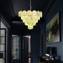 Murano Glass Green Disks Chandelier