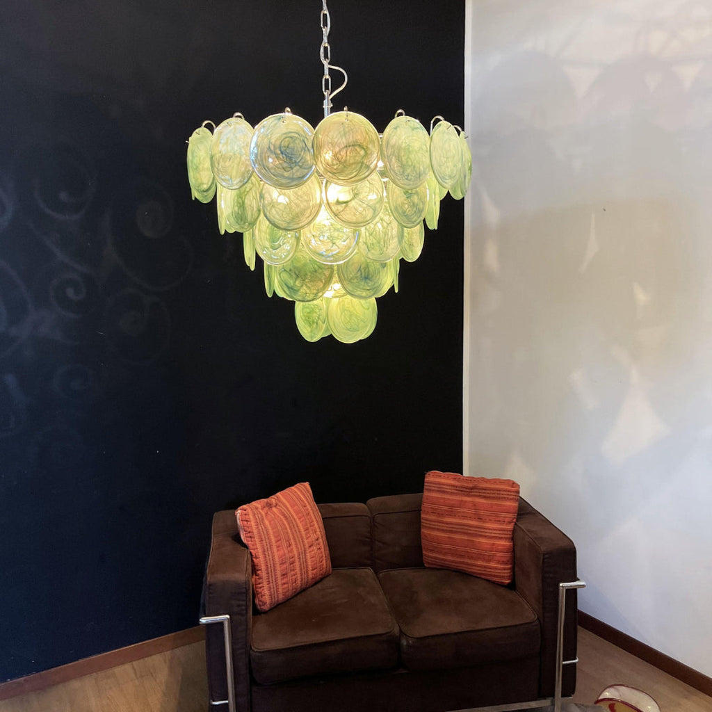 Murano Glass Green Disks Chandelier