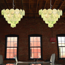 Murano Glass Green Disks Chandelier
