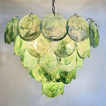 Murano Glass Green Disks Chandelier