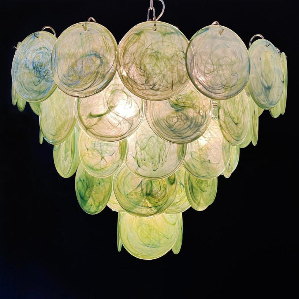 Murano Glass Green Disks Chandelier