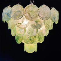 Murano Glass Green Disks Chandelier