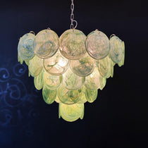 Murano Glass Green Disks Chandelier