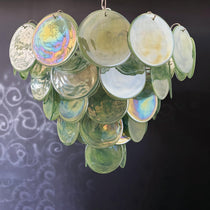 Murano Glass Green Disks Chandelier