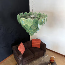Murano Glass Green Disks Chandelier