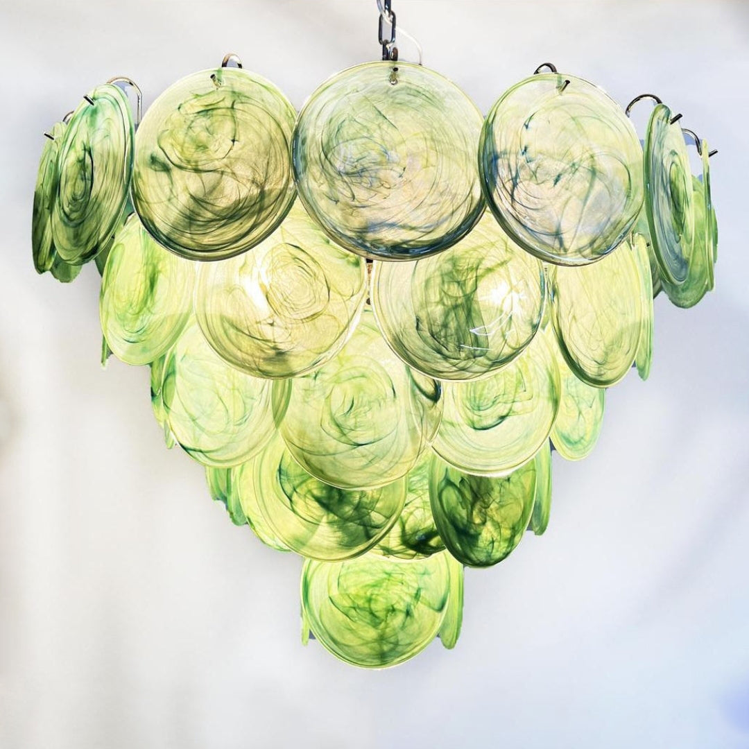 Murano Glass Green Disks Chandelier
