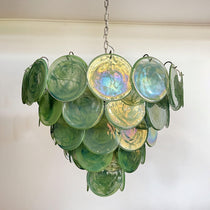 Murano Glass Green Disks Chandelier