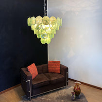 Murano Glass Green Disks Chandelier